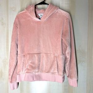 Athleta‎ girl pink velour hooded long sleeve sweatshirt, size XL 14